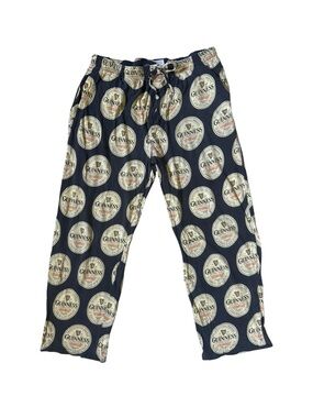 Guinness Black Lounge Pants Cream Logo Medallions lounge Pajama Size Large
